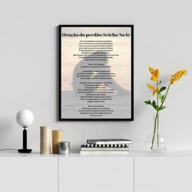 Imagem de Quadro Oração Perdão Seicho-no-ie 45x34cm Moldura Branca