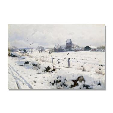 Imagem de Pinturas a óleo famosas, (paisagem 05) por Peder Mork Monsted, reprodução impressa em tela, arte de cenário para decoração de sala de estar. Tela somente 40 x 60 cm - 15,8 x 23,7 pol