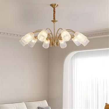 Imagem de Lâmpada Pingente Candelabro LED De Latão Com Estilo Luxuoso Americano E Retro: Design Criativo Para Sala De Estar, Restaurante, Quarto, Estudo, Villa, Hotel E Café (J 10 luzes)