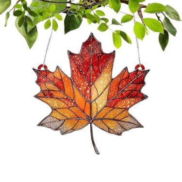 Imagem de Rrlihjgu Pegadores De Sol Para Janela - Enfeites De Arte Decorativa Para Parede - Apanhadores De Luz De Acrílico Com Folhas De Bordo Outonais,Para Parapeito Da Janela Quarto