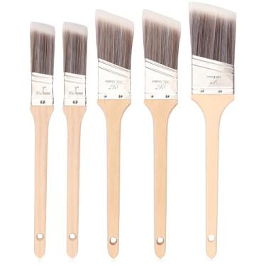 Imagem de Conjunto de pincéis de pintura de faixa angular, conjunto de pincéis de tinta de madeira, cerdas macias, pincéis de cabo longo, ferramenta de pintura de borda tamanhos variados (2,5 cm, 3,8 cm, 5 cm