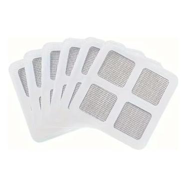 Imagem de Filtro Adesivo para Ralo, 10 x 10 cm, Protetor Coletor de Resíduos e Cabelos, Kit com 10 Unidades Tela Anti Insetos Descartáveis Banheiro (Cinza)