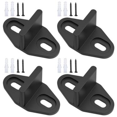 Imagem de Tzdxfgl Guia de piso de porta de celeiro 4 peças portátil escondida deslizante guia inferior de porta de celeiro suporte resistente em forma de T guias de trilho hardware fácil instalação para portas