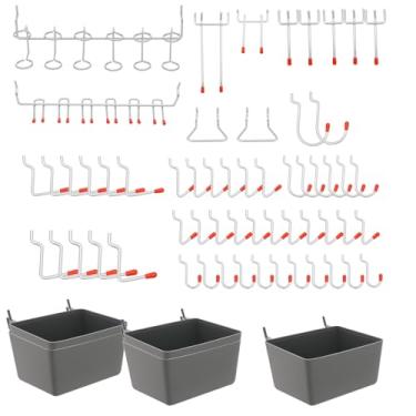 Imagem de KHZSPP 116 peças kit organizador de acessórios para quadro de pegboard, ganchos de pegboard, acessórios para quadro de pinos com trava de pinos acessórios para pendurar na parede de garagem