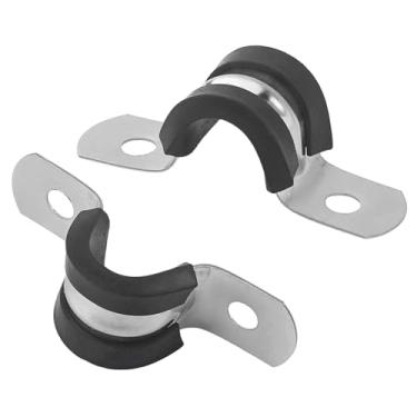Imagem de Pacote com 50 braçadeiras de cabo de 1/4 polegada, braçadeira de cabo isolada acolchoada revestida de borracha de aço inoxidável de 6 mm, clipes de alça de suporte de fio de conduíte preto para