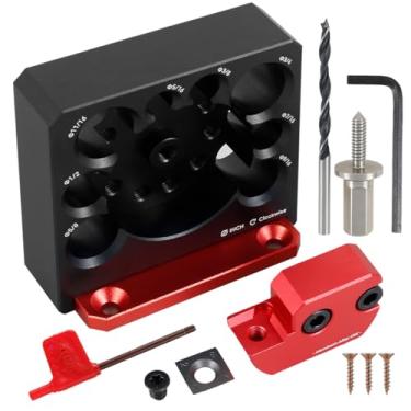 Imagem de KHZSPP Gabarito para máquina de cavilha de liga de alumínio ajustável de 5/16-3/10.2 cm com 8 furos de diferentes diâmetros com lâminas redondas intercambiáveis de carboneto ferramenta auxiliar de