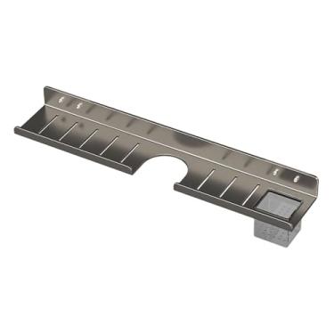 Imagem de ＫＬＫＣＭＳ Prateleira de armazenamento para banheiro, espelho frontal, economizador de espaço, portátil, simples, para banheiro, prateleira sobre a pia, para, Cinza