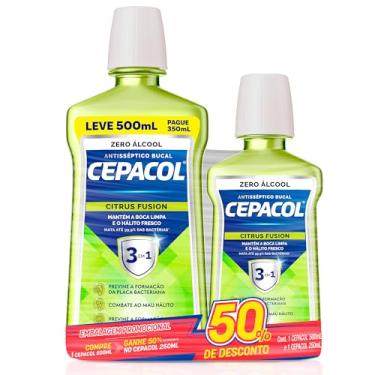 Imagem de Cepacol - Kit Enxaguante Bucal Citrus Fusion - Sem Álcool, Refrescante e Antisséptico - Proteção Prolongada - 500ml + 250ml