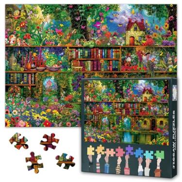 Imagem de 1000 Piece Jigsaw Puzzle for Adults Fantasy Book Shelf Challenging Puzzle Colorful Garden Jigsaw Puzzles Butterfly Plants Book Puzzles Wall Decor Gift for Living Room Bedroom(50.5x70.5cm)