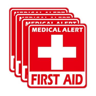 Imagem de TINNALART 4 adesivos de primeiros socorros, adesivos autoadesivos à prova d'água de primeiros socorros para casa, carro, escritório ou caixa de primeiros socorros de emergência