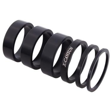 Imagem de Generic 6 peças espaçadores para guidão de bicicleta de estrada espaçadores para haste de guidão premium 2/3/5/10 mm acessórios de ciclismo arruelas de, Preto