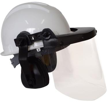Imagem de Capacete Branco com Protetor Facial e Abafador de Ruído - 3298 - LEDAN
