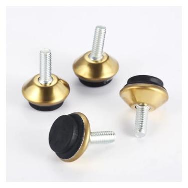 Imagem de Kangsiyu 4 peças de pés niveladores de móveis perna de metal ajustável M6*15 mm parafuso de rosca preto prata ouro para armário mesa cadeira máquina base (ouro)