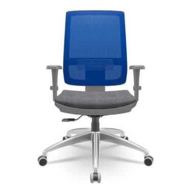 Imagem de Cadeira Brizza Diretor Grafite Tela Azul Assento Concept Granito Base 