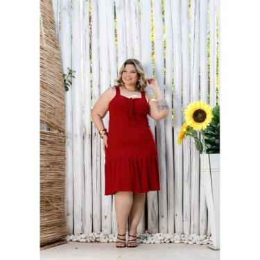 Imagem de Vestido Curto Plus Size Soltinho Decote Coração - luh may, Vermelho, G