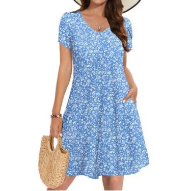 Imagem de Vestido feminino Zeagoo, casual, primavera, verão, decote em V com bol