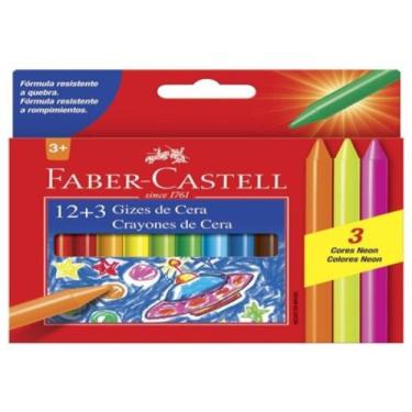 Imagem de Giz de Cera 12 + 3 Cores Neon Faber Castell - Faber-castell