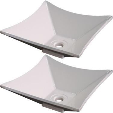 Imagem de Kit 02 Cubas de Apoio Quadrada Lux Para Banheiro Lavabo C01 L30 Bege -