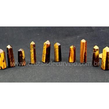 Imagem de 10 Mini Pontinha Gerador Olho de Tigre Furado para Pingente - Tamanho 