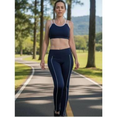 Imagem de Conjunto Fitness Feminino Azul Top + Legging – Esportivo Academia-Feminino