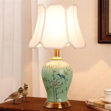 Imagem de Luminária de mesa contemporânea de cerâmica com flores e pássaros The American Village Sala de estar Quarto Estudo Villa Hotel Luminária de mesa de cabeceira (estilo 28)