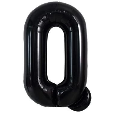 Imagem de Balões grandes de hélio pretos de 101 cm com letras Q, balões grandes de hélio, balões de alumínio de Mylar para decoração de festa de aniversário, aniversário, dia dos namorados