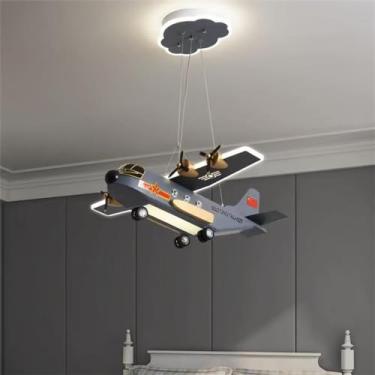 Imagem de Lustre de teto para quarto infantil, luminária pendente semi-embutida, com controle remoto, regulável, LED, luminária moderna, avião, lustre para quarto de meninos e meninas, berçário infant