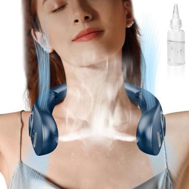 Imagem de Ventilador de pescoço Mister, ventilador pessoal com spray de água, mini ventiladores de pescoço dobráveis sem folhas, carregáveis, para cabeça, silencioso, sem fio, alimentado por bateria, para