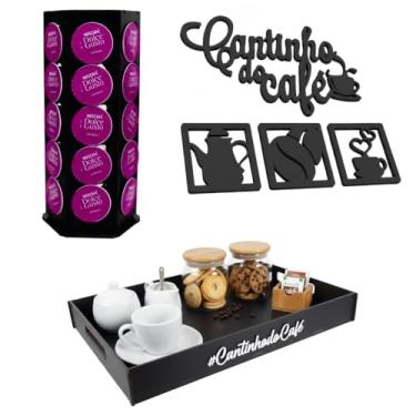 Imagem de Bandeja Preta Dolce Gust@ Giratório 30 Cápsulas Placa Cantinho do Café Brilhante Kit completo DG Suporte Cápsulas