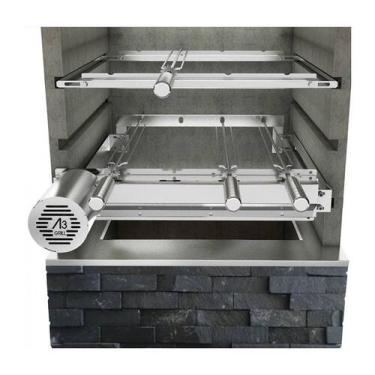 Imagem de Churrasqueira Giratória Ajustável para 4 Espetos Inox com Suporte Ajus