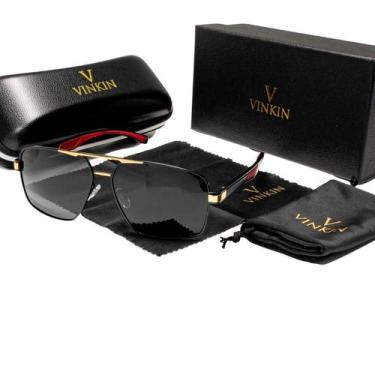 Imagem de Óculos De Sol Vinkin Masculino Polarizado Uv400 Luxuoso, Dourado, Verm