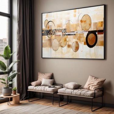 Imagem de Quadro com Moldura e Acrilico Cristal Vidro Sala Quarto Abstrato Pintu