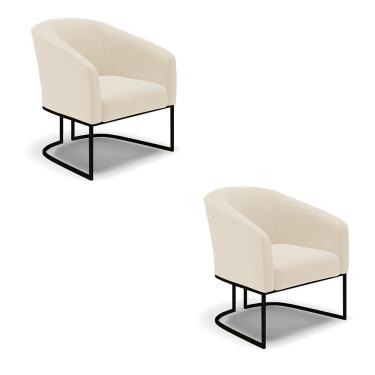 Imagem de Cadeira Sala de Jantar Base Industrial Preto kit 2 Stella Linho D03 - D'Rossi