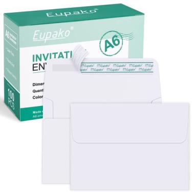 Imagem de Envelopes Eupako A6 brancos 4x6, pacote com 100 unidades Self Seal com