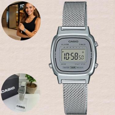 Imagem de Relógio de Pulso Casio Feminino Digital Mini Vintage Aço Inóx Pulseira