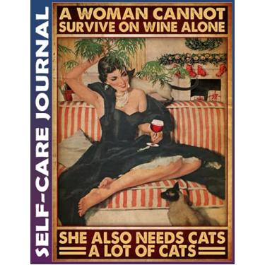 Imagem de Self-care Journal: woman survive win e cats Invest 5 minutes daily to Physical, Mental and Emotional Health Planner, To Do Tracker Notebook Record ... Script, College Ruled 110 Pages Undated