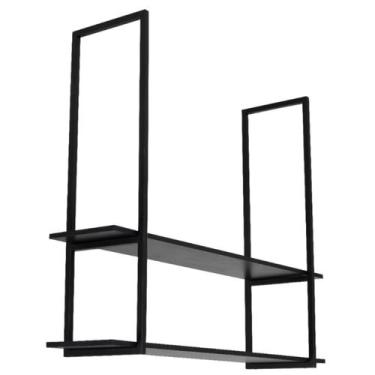 Imagem de Prateleira Dupla Estilo Industrial Teto Parede 60cm PP FS - Fassin Sho