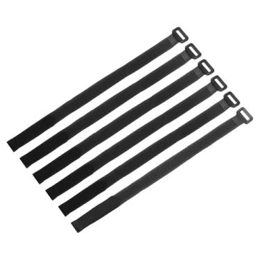 Imagem de 6 peças de tiras de amarração de bateria reutilizáveis, 1,5 x 40,6 cm de nylon preto multiuso, bateria de fixação ajustável, alça de gancho para quadricópteros FPV RC drone barco carro