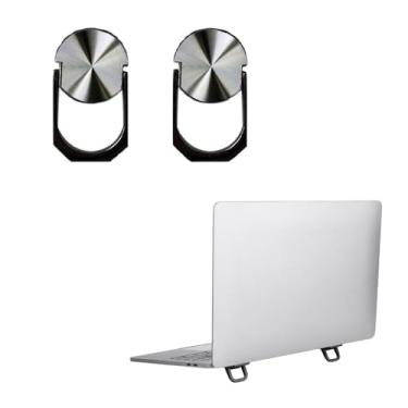Imagem de 2 peças autoadesivas mini suporte portátil para laptop, suporte de mesa invisível portátil para notebook e teclado, preto