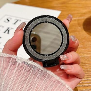 Imagem de Suporte de anel espelhado moderno com fivela circular portátil adequado para iPhone 16 15 Samsung Xiaomi, preto