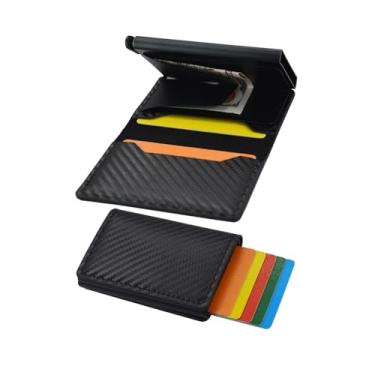 Imagem de Carteira fina para homens/mulheres, proteção RFID, carteira masculina minimalista, porta-cartão de crédito, carteira masculina elegante para segurança e conveniência, bolso frontal traseiro, suporta 8