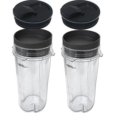 Imagem de Peças de reposição Liquidificador copos de 473 ml com tampa de bico e tampa Sip n Seal, compatível com liquidificador Nutri Ninja bl660 bl770 bl780 bl810 bl830 QB3000 QB3001 QB3001ss (4tabs copo de