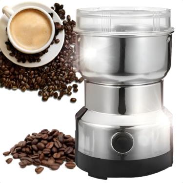Imagem de Moedor de Café Elétrico Triturador de Grãos Moagem Grossa Fina e Média Em Aço Inox Compacto Potente Grãos Temperos Pimenta Sal Nozes Especiarias Uso Doméstico