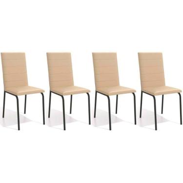 Imagem de Kit 4 Cadeiras Sala Jantar Amsterdã C091prf Aço 4 Un Preto-corano Bege - Kappesberg