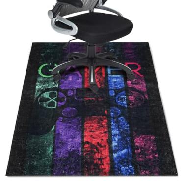Imagem de Tapete de cadeira de jogos para piso de madeira 91 cm x 122 cm, tapetes de escritório para jogos para cadeira, computador, cadeira de mesa, tapetes protetores antiderrapantes para piso duro e