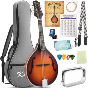 Imagem de Instrumento musical bandolim estilo A, kit de instrumentos acústicos bandolim 8 cordas para iniciantes profissionais adultos adolescentes jovens crianças (um estilo acústico marrom pôr do sol, 8
