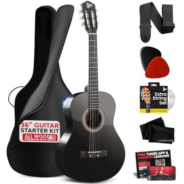 Imagem de Pyle Guitarra Clássica de 6 Cordas de 7 91 cm - Guitarra Escala de Tamanho 3/4 com Sintonizador Digital e Kit de Acessórios, (Preto), Direita (PGACLS82BK.X9)
