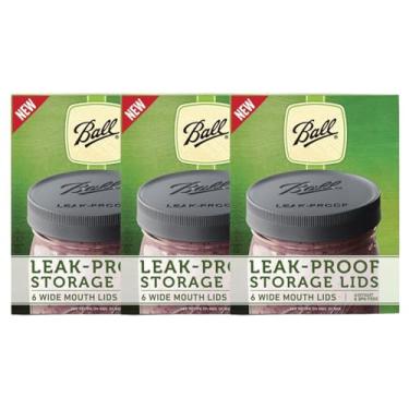 Imagem de Ball Tampas de plástico à prova de vazamento para potes de vidro Mason usadas para conservas, picles, suco, geleia, compota, 6 unidades, pacote com 3 (18 tampas no total)