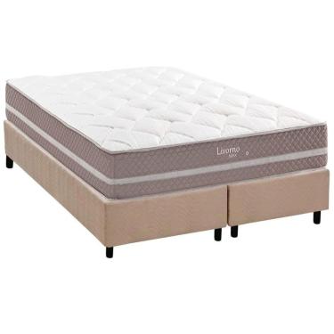 Imagem de Conjunto Box King: Colchão Molas Herval Maxspring Livorno + Base Crc Suede Clean (193x203)