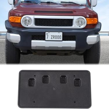 Imagem de Aunginsy Suporte de moldura de placa de carro frontal compatível com Toyota FJ Cruiser 2007-2021 2022+, suporte de etiqueta de placa de carro de para-choque dianteiro ABS adaptador de montagem